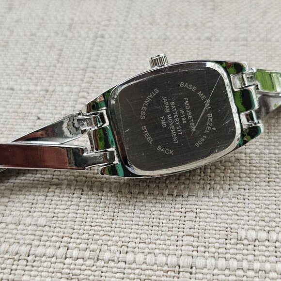 FMD Women Wristwatch Crystals Accent Bezel and Band Silver Tone Watch - Picture 8 of 9